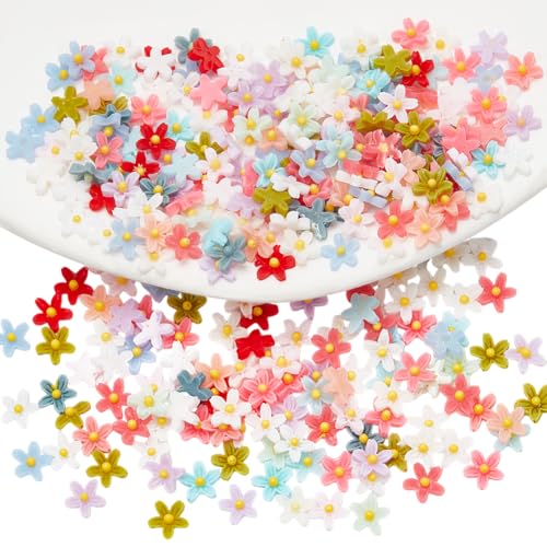 NBEADS 300 Pcs Mini Resin Flower Charms