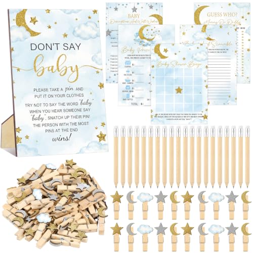 Image of Patelai 321 Pcs over The Moon Baby Shower Games Don't Say Baby Bingo Decor