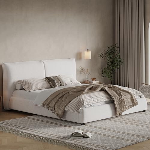 Merax King Upholstered Platform Bed with Wingback