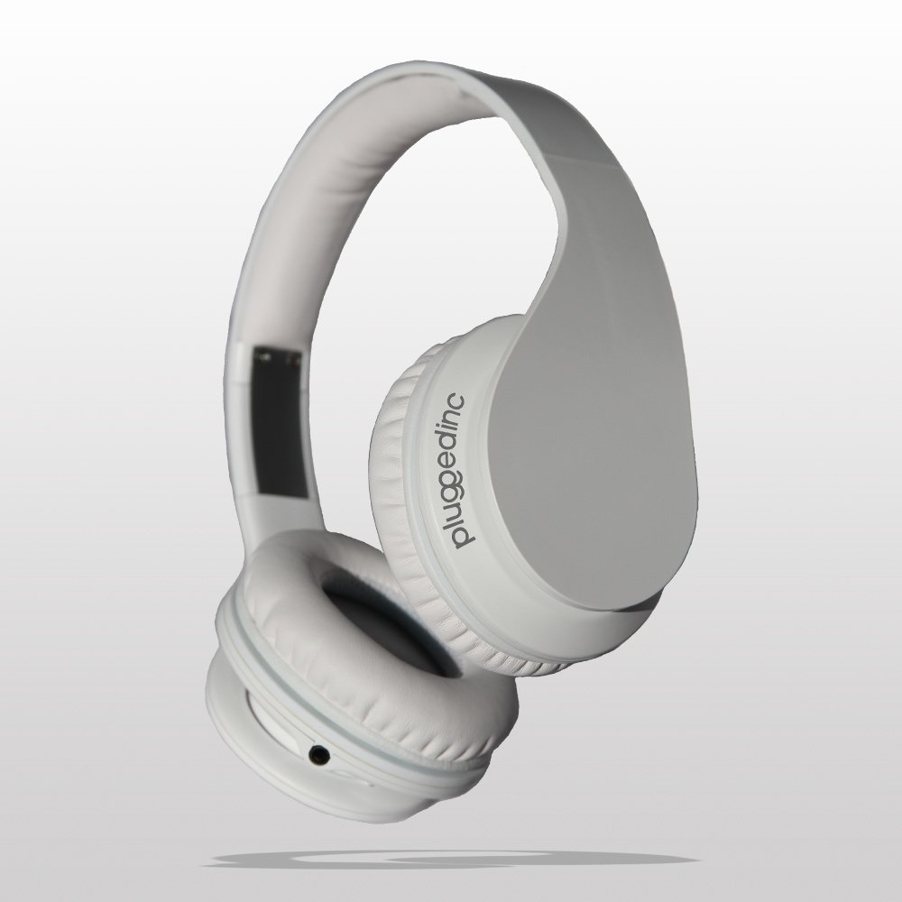 Plugged Inc. CS-GHO GS1213 Crown Headphones with Microphone, White