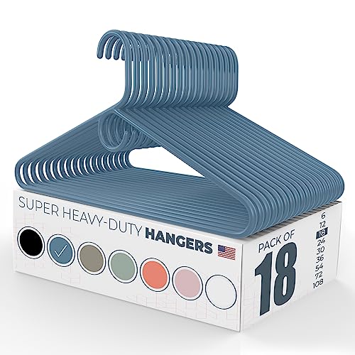 Neaties Ultra Super Heavy Duty Plastic Hangers Bulk (6 to 108 Pack Available or Hangers 18 Pack) Strong Clothes Hangers Bulk | Coat Hangers Plastic, Hangers Heavy Duty, Plastic Hanger (Blue 18 Pack)