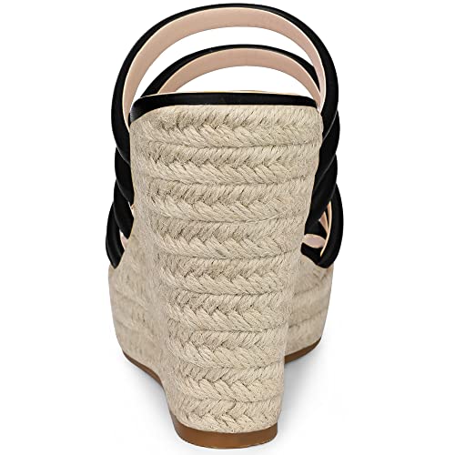 Allegra K Women's Platform Espadrille Wedge Strappy Straps Slides Wedges4