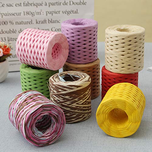 Suodao 200M Raffia Paper Craft Ribbon Packing Paper Twine,Package Wedding Diy Wrapping Natural Decoration String Rope Raffia Ribbon Cord(Green) #TOP6