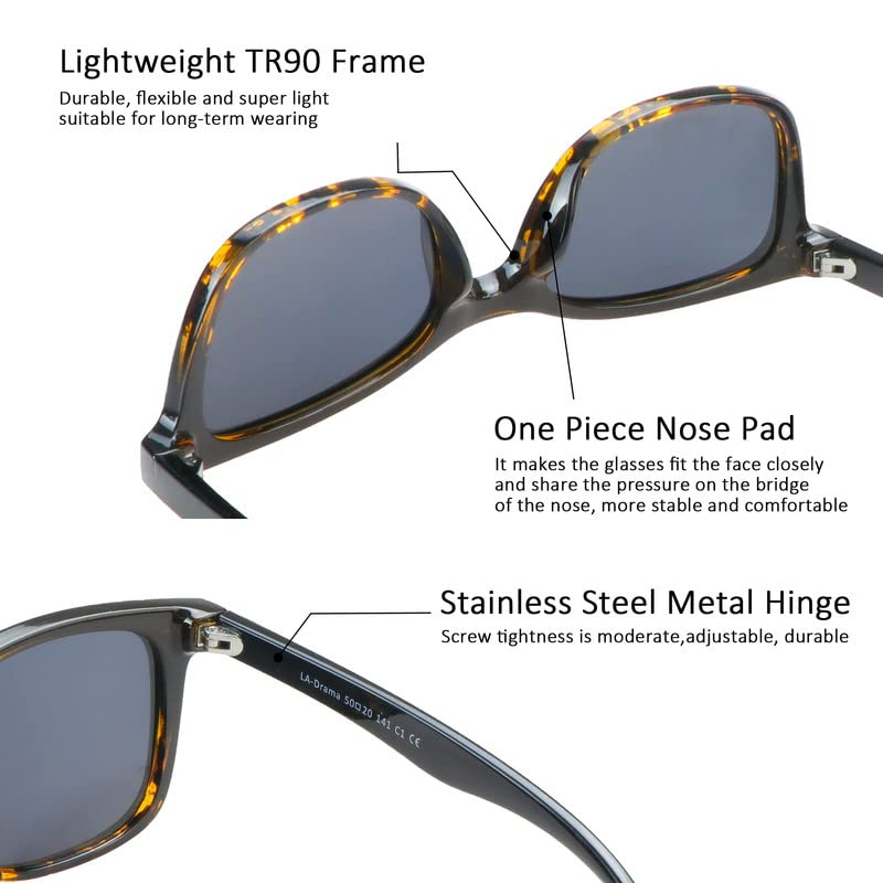 Image of Sunglasses Vintage Square for Men and Women Protection Outdoor Shades 1 Pack (Tortoise,No Magnification)