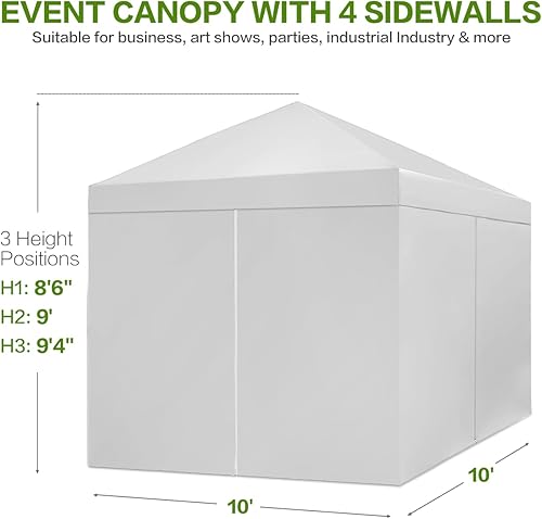 Miniatura 3 de Tienda de campaña desplegable comercial de 10 x 10 pies con 4 paredes laterales y 6 bolsillos, un bloqueo central de configuración a presión, para