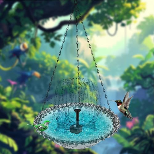 Fuente solar para cuenca de pájaros exterior con bomba solar colgante de jardín 4