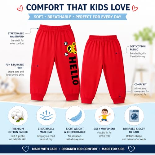 Image of NammaBaby Cotton Pajama Pants with All Over Print for Boys and Girls (Multicolor Designs)(Regular Fit)(Pack of 5)
