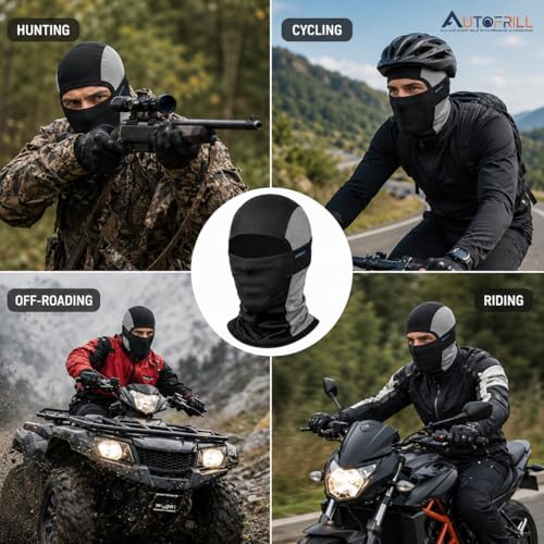Image of AUTOFRILL Balaclava for Men - Full face mask for Bikers Helmet Liner & Head Cover for Men Breathable Mask for Motorcycle Riding & Cycling