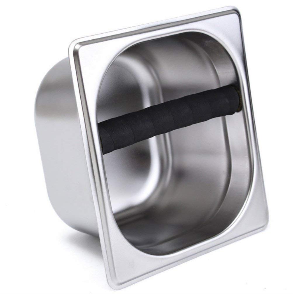 Knock Box - roestvrij staal espresso knock box container met rubberen balk voor koffiezetapparaat L