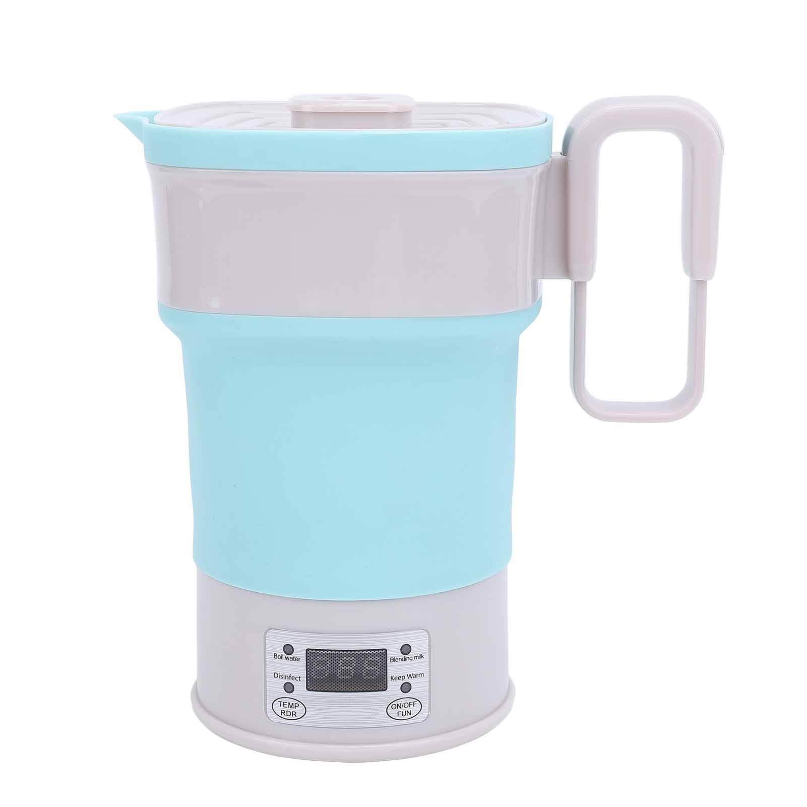 Faltbarer Wasserkocher, 800Ml 110V 220V Dual-Voltage, Zusammenklappbarer Reise-Wasserkocher, Tragbarer Kleiner Elektrischer Teekessel mit Teleskopgriff und Multifunktionspanel