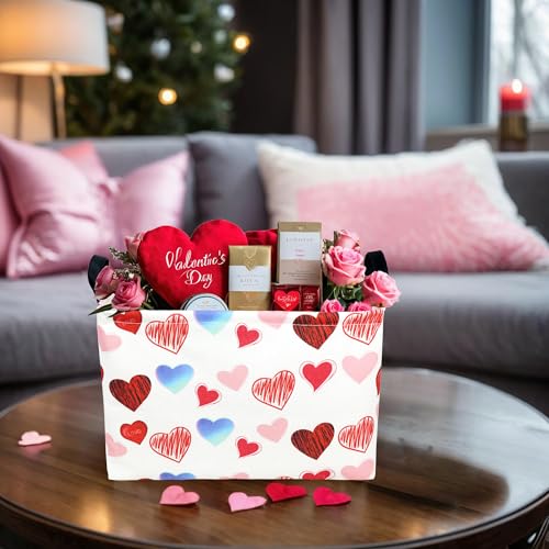 Image of Valentine's Day Basket Gift for Empty Cute Heart Large Storage Bin for Kid and Baby Room Decor (Beauty Love)