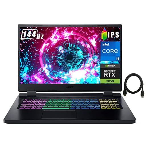 acer Laptop para jogos Nitro 5 de 17,3 polegadas FHD IPS 144 Hz, Intel 12 núcleos i5-12500H até 4,5 GHz, GeForce RTX 3050, 16 GB de RAM, SSD de 1 TB, teclado retroiluminado RGB, Windows 11, com cabo