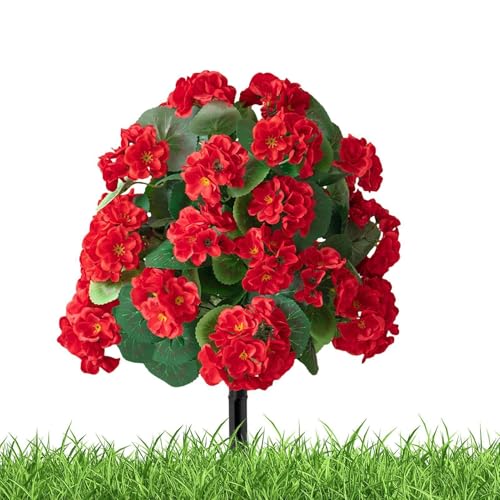 Genérico Flores Falsas de Exterior - Begonia De Exterior De Imitación con Estacas | Flores Artificiales Decorativas para Patio,Uso En Jardín, Patio, Césped, Balcón, Trasero, Bodas Y Espacios Al Aire