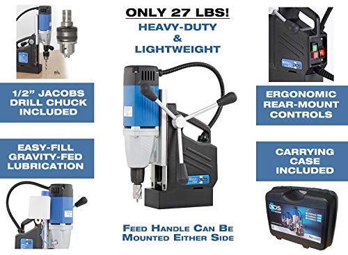 Cs Unitec | Mabasic 200 Portable Magnetic Drill Press | 900W 2-Speed Benchtop Power Drill Machine W/Up To 1-3/8" Diameter & 6-1/3" Depth Of Cut | Oil Bottle Included #TOP2
