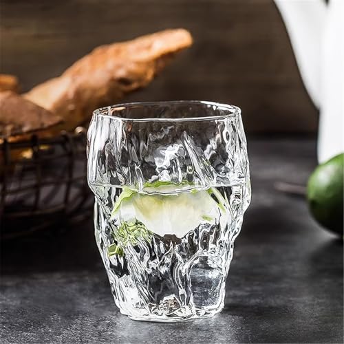Vasos de vidrio para desayunos elegantes y cenas con cristalería de relieve 5