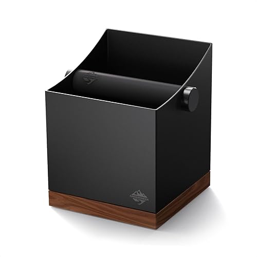 Caja de café | Contenedor grande de café molido de 2.5 L | Metal y madera de nogal | Barra de silicona extraíble y base antideslizante | Accesorios