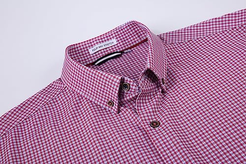 Alex Vando Mens Button Down Shirts Wrinkle Free 4-Way Stretch Print Business Casual Shirt