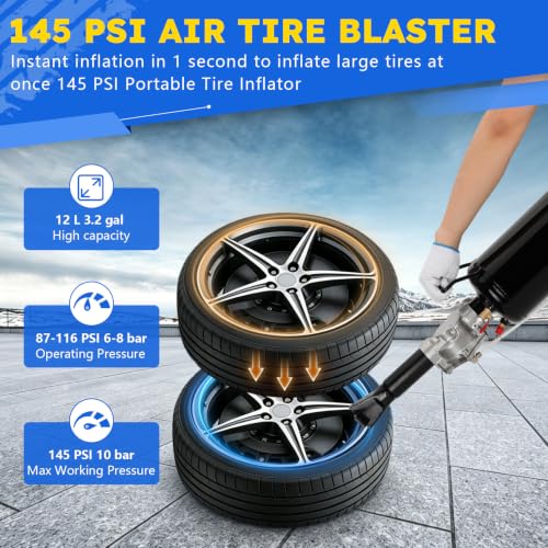 Aurvest 3.2Gal/12L Tire Bead Seater, 145 PSI Handheld Trigger Seating Inflator for Tractor Truck ATV Car and Automobile Repair, Portable Tire Inflator 87-116 PSI Operating Pressure by Aurvest - Used condition - Image 3