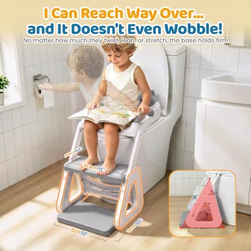 Orzbow Potty Training Seat with Step Stool, Toddler Toilet Seat with Ladder - 3