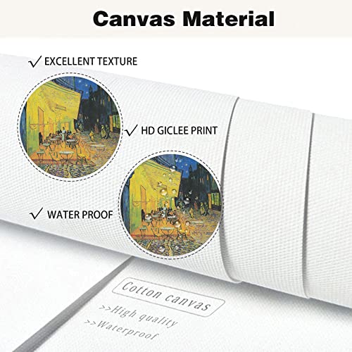 Van Gogh Canvas Wall Art Poster - Cafe Terrace In Arles At Night By Van Gogh, Famous Paintings Reproduction Classical Posters For Room Aesthetic Van Gogh Prints Wall Art For Living Room, Bedroom, Office 16X24In Unframed #TOP2