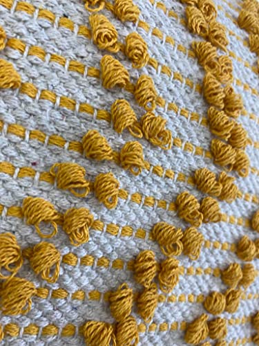 Image of TIB Premium Boho Decorative Throw Cushion Covers, 16 x 16 cm, Set of 2, Cotton. (Mustard Wave)-230 TC