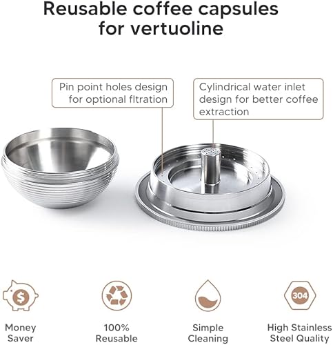 Miniatura 4 de Cápsula de café reutilizable compatible con Nespr*sso Vertu*Plus,Cápsulas Ve*tuo recargables Reutilizables Ve*tu oline Pod Cápsulas de café