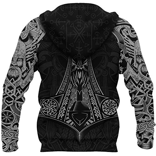 Zip hoodie Viking homme impression 3D taille S style décontracté