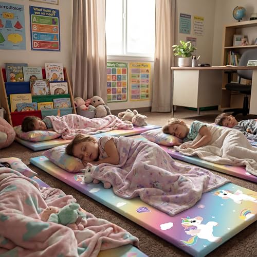 Image of Fanfanwin Kids Nap Mat Cover for Boys and Girls 47 x 21.25 Inch Vinyl Sleeping Mat Cover for Toddler Care Preschool Children Kindergarten