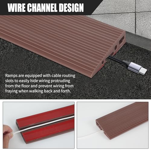 90x7,5cm Übergangsprofil, Rollstuhlrampe, Überstreifen für Türschwellen, Übergangsprofil Selbstklebend, für Elektro-Rollstuhl, Kinderwagen, Garage, Saugroboter (Braun, Höhe:2cm)