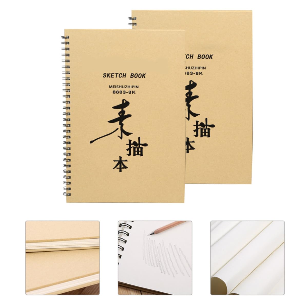 2pièces Cahier à Dessin Art Papier Sketch Book pour Étudiants Créatif et Pratique
