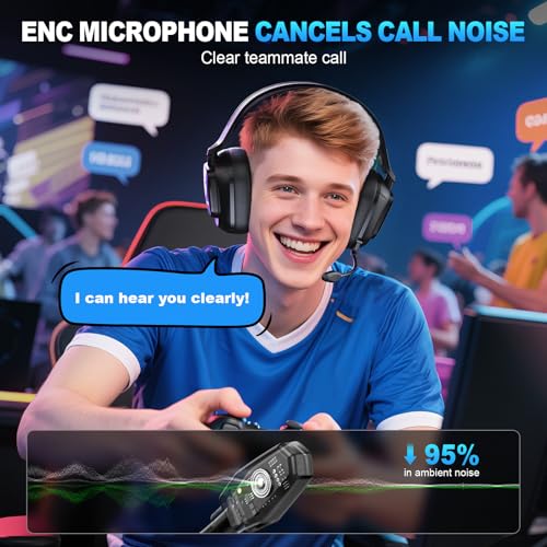 Image of SKAPENDY 2.4GHz Wireless Gaming Headset for Switch, PS4, PS5, PC, Ultra-Low Latency, Lossless Bluetooth Gaming Headphones with Noise-Canceling Mic, 50+ Hr Battery for Atari 2600 Accessories