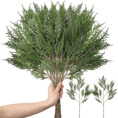 Giegxin 6pcs Large Christmas Evergreen Pine Branch 28.35' Artificial Pine Stem Faux Cypress Twigs...