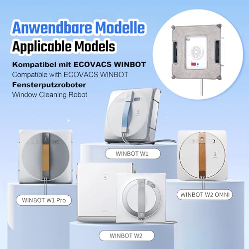 Fettwal 6 Stück Reinigungspad Ersatzteile für Ecovacs Winbot W2 Omni/W2/W1 Pro/W1 Ecovacs Fensterputzroboter, für Fensterreiniger Roboter Waschbare Mikrofaser Entfernt Effektiv Fensterflecken