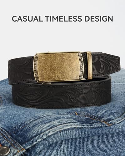 Image of CHAOREN Mens Belt Leather Ratchet Belt - Customizable Fit, Effortless Style (35mm)