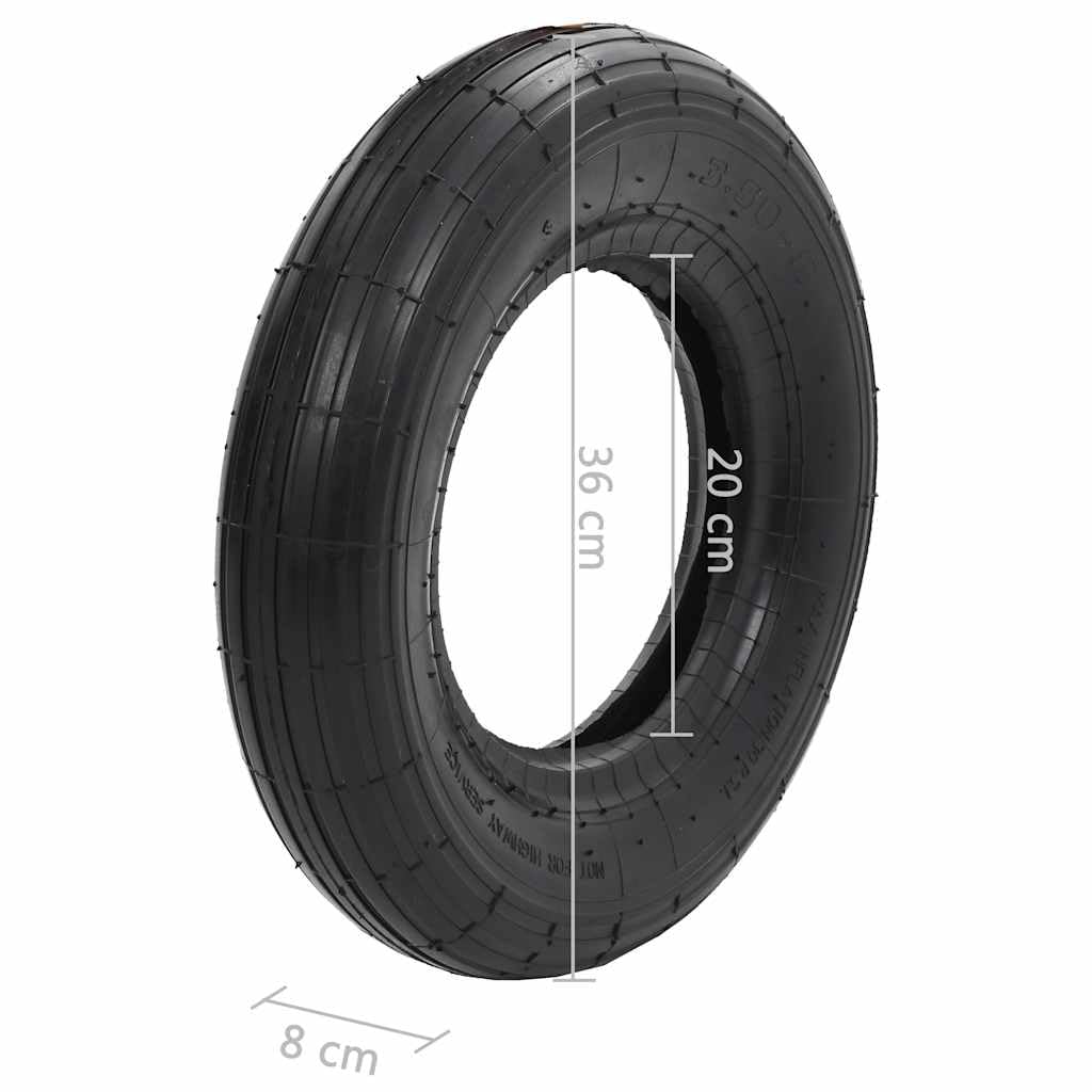 Juego de 4 neumáticos para carretilla y manguera 3.50-8 4PR de goma, 36 cm de diámetro exterior, carga de 120 kg, 2 neumáticos y 2 mangueras para carretilla, carretilla de transporte, cuidado