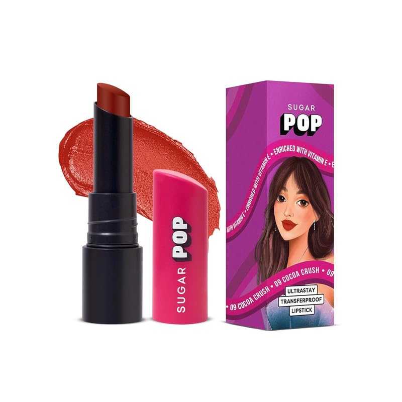 Image of SUGAR POP Ultrastay Transferproof Lipstick 09 Cocoa Crush - 4 gms - Enriched with Vitamin E | Smooth Glide | Waterproof | Longlasting|Moisturizing lipstick