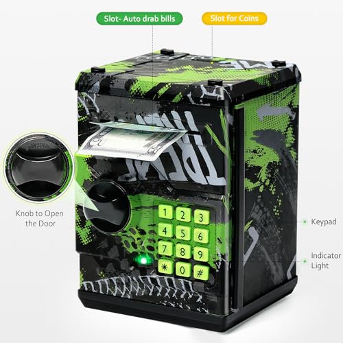 Vcertcpl WF-3001 Atm Piggy Bank For Boys Girls, Vcertcpl Mini Atm Coin Bank Money Saving Box With Password, Kids Safe Money Jar thumb #2