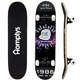 HOMPLYS Skateboards for Beginners,31'x8' Complete Standard Skateboard for Kids Teens Adults, Full...