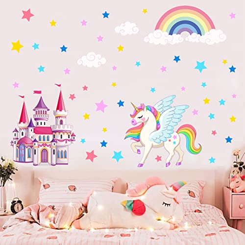 Pegatinas de Pared Unicornio Pegatinas Pared Arcoiris Vinilos Decorativos Castillo Adhesivos Pared Habitacion Niña Infantiles Niños Bebés Dormitorios Guardería Cover