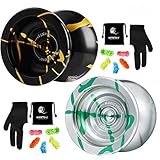 MAGICYOYO N11 Professional Unresponsive Yoyo Alloy Aluminum YoYo Ball with 2 Bags, 2 Gloves and 10...