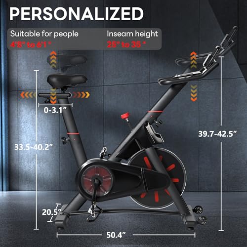 SogesPower Exercise Bike Indoor Cycling Bike Magnetic Stationary Bike Cycle Bike Fitness Bike for Home Silent Belt Drive with Phone Ipad Mount &Comfortable Seat Cushion - Image 3