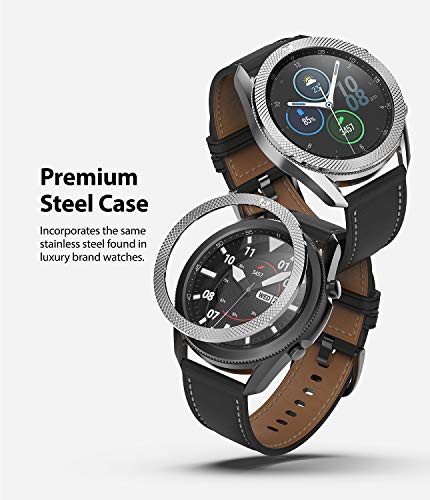 Image of Ringke Bezel Styling for Galaxy Watch 3 45mm Bezel Ring Adhesive Cover Anti Scratch Stainless Steel Protection for Galaxy Watch 3 45mm Accessory - Knurled Silver [45-42]