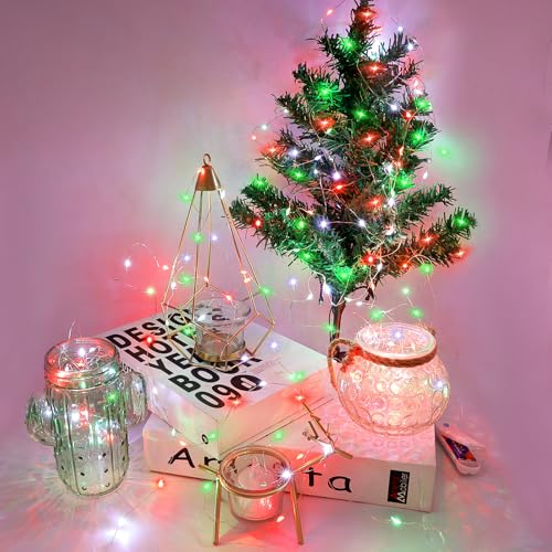 ZNYCYE Pacote com 6 luzes de fadas operadas a pilha, 2,5 m, 50 luzes de LED com temporizador, luzes