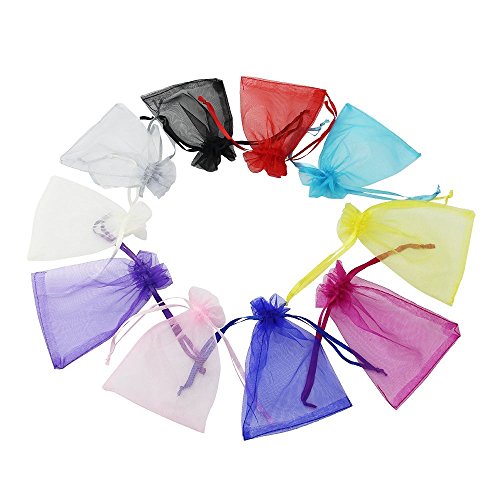 HTINAC 50 Bolsas de organza, 10 cores bolsas de organza de presente para presentes de casamento jóias ou como bolsas de embalagem