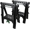 Metabo HPT Folding Sawhorses, Heavy Duty Stand, 4 Sawbucks, 1200 Pound Capacity, Built-in Cord Hooks and Shelves, 2-Pack 115445M