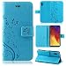 Produktbild betterfon | Flower Case Handytasche Schutzhülle Blumen Klapptasche Handyhülle Handy Schale für Huawei Y6 2019 Blau