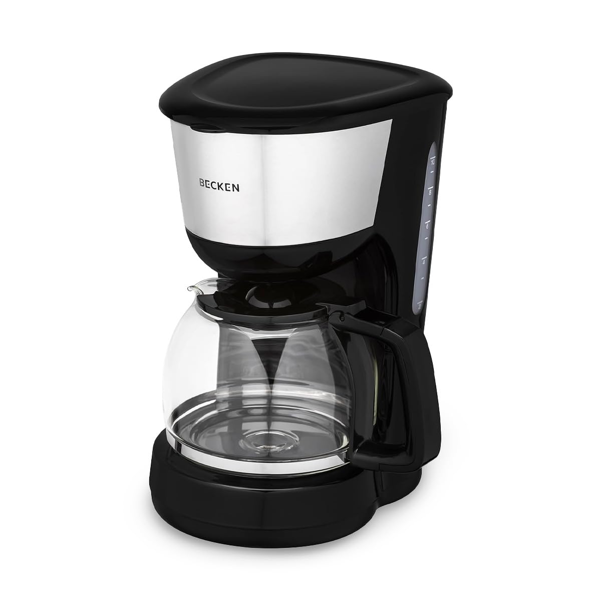 BECKEN - Cafetera de Goteo - Potencia 1000 W - Prepara hasta 12 Tazas de Café - Indicador de Nivel de Agua - Depósito de 1,25L - Función Keep Warm