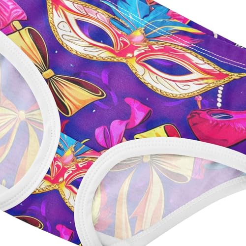 Bright Toddler Girls Underwear 2t Cotton Panties for Girl Colorful Carnival Masks Purple Briefs Undies Kids4