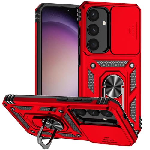 Coque Samsung S25 antichoc rouge avec protection caméra et support magnétique voiture