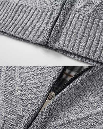 Vtuaol USVTSWEATER331E2S Men'S Slim Zip Up Sweater Thick Knitted Casual Cardigan With Pockets Light Grey Us S thumb #7